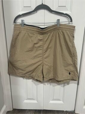 Polo Ralph Lauren Men’s Khaki Swim Trunks size M Preppy Coastal